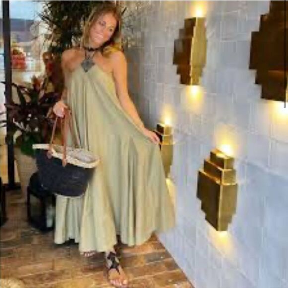 Maria Cher Mariacher Womens Castex Joanne Halter Flowy Maxi Dress Boho Indie‎ L - Picture 2 of 11